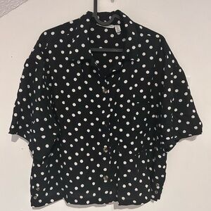 Monochrome Polka Dot Button-Down Shirt